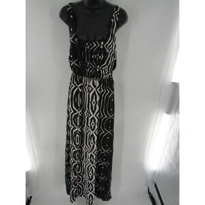 BB Dakota Black White Brown African Print Maxi Dress Size Medium